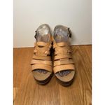 Blowfish Malibu Sandals Womens Size 8.5 Tan Wedge Cork Platform Strappy Buckle Photo 1