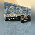 Raya Sun  Blue Palm Tree Embroidered Cotton Rayon Sheath Dress Sz 1X Photo 4