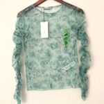 ZARA NWT Mesh Sheer Floral Ruffle Sleeve Blouse Photo 5