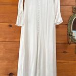 Lulus  Elegant Celebration White Satin Long Sleeve Slip Maxi Dress Bridal Size M Photo 2