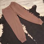 PINK - Victoria's Secret 🤎VS•PINK Brown/Coffee Reversible Fleece Campus SweatPants•Size:L🤎 Photo 3