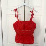 Anthropologie Maeve Orange Shirred Ruched Ruffle Tie Tank Top Size Medium Photo 1