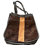 Brown Genuine Suede Embossed Leather Totebag Photo 1