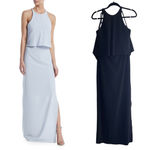 Halston Heritage  Black High-Neck Gown with Draped Ruffle Back Size 4 Photo 1