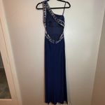 Hailey Logan Adrianna Papell Sz 5/6 Navy Blue One Shoulder Sequin Gown Prom Y2K Photo 12