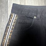 Topshop  Moto Black Denim Animal Print Stripe Skirt Photo 1