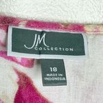 JM Collection  Linen Floral Button Down Blouse Top Wmns Sz 18 Pink Tan Roll Tab Photo 1