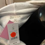 Zoe & Liv  NWT Size 1x White & Gray Tie Dye Harvard Zip Front Hoodie Sweatshirt Photo 3