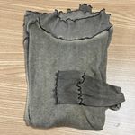 POL  Tan Ribbed Long sleeve Ruffle Trim Tee T Shirt M Photo 2