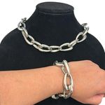 Vince Camuto silver chunky neckless and bracelet set Photo 0