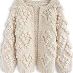 Chicwish Womens soft heart shaped balls Thick open Cardigan Sweater ivory cream Photo 0