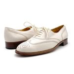 Gravati Garys Ivory White Leather Wingtip Oxford Shoes Size 7.5 Italian Brogues Photo 7