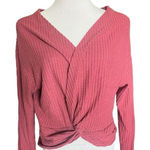 Popular Basics Womens  Thermal Knit Twist Front Blush Long Sleeve Top - Sz XL Photo 0
