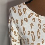 Banana Republic Charlene cheetah print white 3/4 sleeve cotton blend sweater M Photo 5