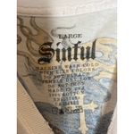 Sinful  x Affliction‎ Women Graphic Short Sleeve Tee Large Blue Gold Photo 2