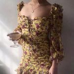 For Love & Lemons Yellow Smocked Sundress with Bishop Sleeves Photo 4
