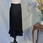 Bloomingdale’s Linen Blend Black Ruffle Hem Skirt Knee Length Sz 10💛 Photo 2