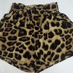 SheIn Shorts Womens Medium Leopard Animal Print Paper Bag Elastic Waist Belted Photo 0