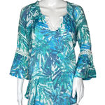 Ava & Grace Shirt Womens Small Blue White Floral Botanical Tunic Boho Peasant‎ Photo 0