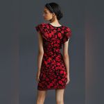 Anthropologie Eva Franco Ruffled Mini Sweater Dress Red Size L Photo 4