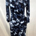 Mary Kay long sleeve shades of blue night sky side tie ruched sheath dress small Photo 1