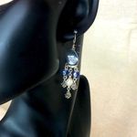 MICHAEL DAWKINS Starry Night Blue Topaz Cultured Pearl Sterling Silver Earrings Photo 3