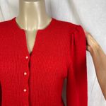 VTG 90’s Petites Just For You Red Cardigan Cozy Knit Sweater Puff Sleeve S M Size undefined Photo 2