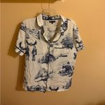 Katie Kime Apres Ski Toile Pajama Top in White & Navy Size M Photo 2