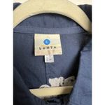 Luhta Navy Button Down Shirt Jacket with Embroidery on Back Women's Sz. 8 Blue Photo 3