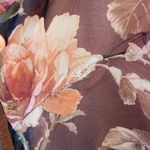 Vintage Floral Layered Maxi Dress with Pink and Brown Roses Women’s Size XL Photo 3