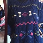 vintage • handknit sweater pullover chunky oversized navy blue 1990s cable knit Size L Photo 9