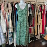 Rihoas Green V Neck Floral Button Midi Dress Size M Photo 9