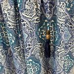 Rewind Blue and white crochet lace boho peasant top size large Photo 2