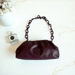 Badgley Mischka Badgley Mischka Wrapped Frame Clutch Plum Shoulder Bag Chain Handle Elegant Photo 1