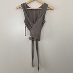 NWT CALIA Crop Wrap Sleeveless Tie Tank Top Dark Grey Taupe Yoga Athletic Sz XS Photo 3
