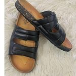 Soulmates Solemates Sz 9 Slide On Double Padded Straps Sandals in Black Tan Photo 0