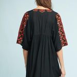 Anthropologie  Rala Embellished Medallion Dress Black & Red V-Neck XSP Photo 2