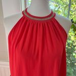 NWT Kivenst High Neck Sleeveless Maxi Dress Flowing Chiffon Layers Orange Size M Photo 10