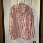 Time & Tru  Orange-Red/White Striped Popover Blouse XL Photo 0