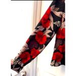 Floral Career Blouse Size S Bora Bora Long Sleeve Pointed Vest Like Hem Coquette Black Photo 4