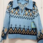 CeCe women’s collared sweater blue size M Photo 4