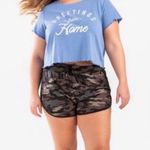 Francesca's Camouflage Drawstring Loungewear Shorts Size 2X. Green Photo 1