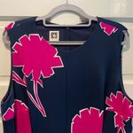 Anne Klein Floral Midi Dress Scuba Navy Pink Fit & Flare Sleeveless Size XL Photo 2