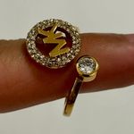 Michael Kors Gold-Tone Encircled Logo Open Ring Size 8 Photo 6