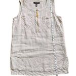 Ellen Tracy  Linen Tan & Cream Pin Stripe Sleeveless Top w/ Gold Hardware Medium Photo 8