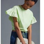 Anthropologie Maeve English Factory Ruffled Drop Shoulder Top in Lime Size Small Photo 1