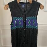 Vintage Eagle’s Eye Fair Isle Cable Knit Button Sweater Vest M Black Size M Photo 0