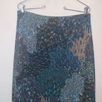 Miss Ashley Peacock Print Ruffle Bottom Stretchy Maxi Office Skirt Brown Size XL Photo 1