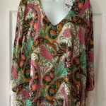 Show Me Your Mumu Show Me Your Mumu Mal Top Pink Green Paisley Womens Size Small Long Sleeve NEW Photo 0
