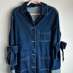 Dolls Kill  SAMPLE Dark Blue Jean Jacket with Tie Bow Sleeves Photo 0